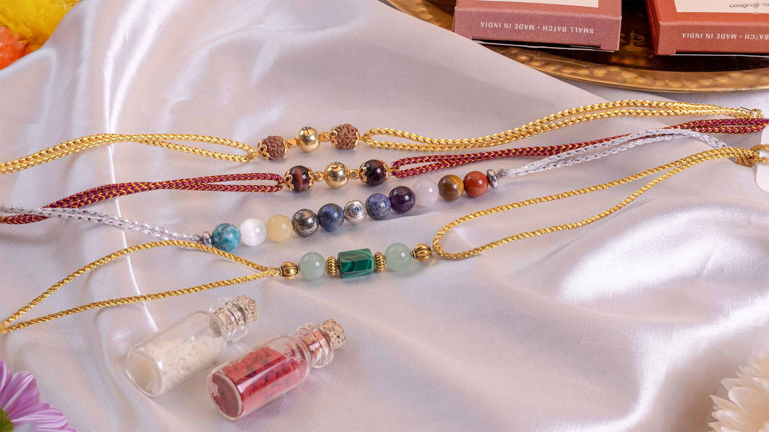 Spiritual Rakhi Guide 2025 – Best Rudraksh, Chakras, Silver Rakhis & More Designs