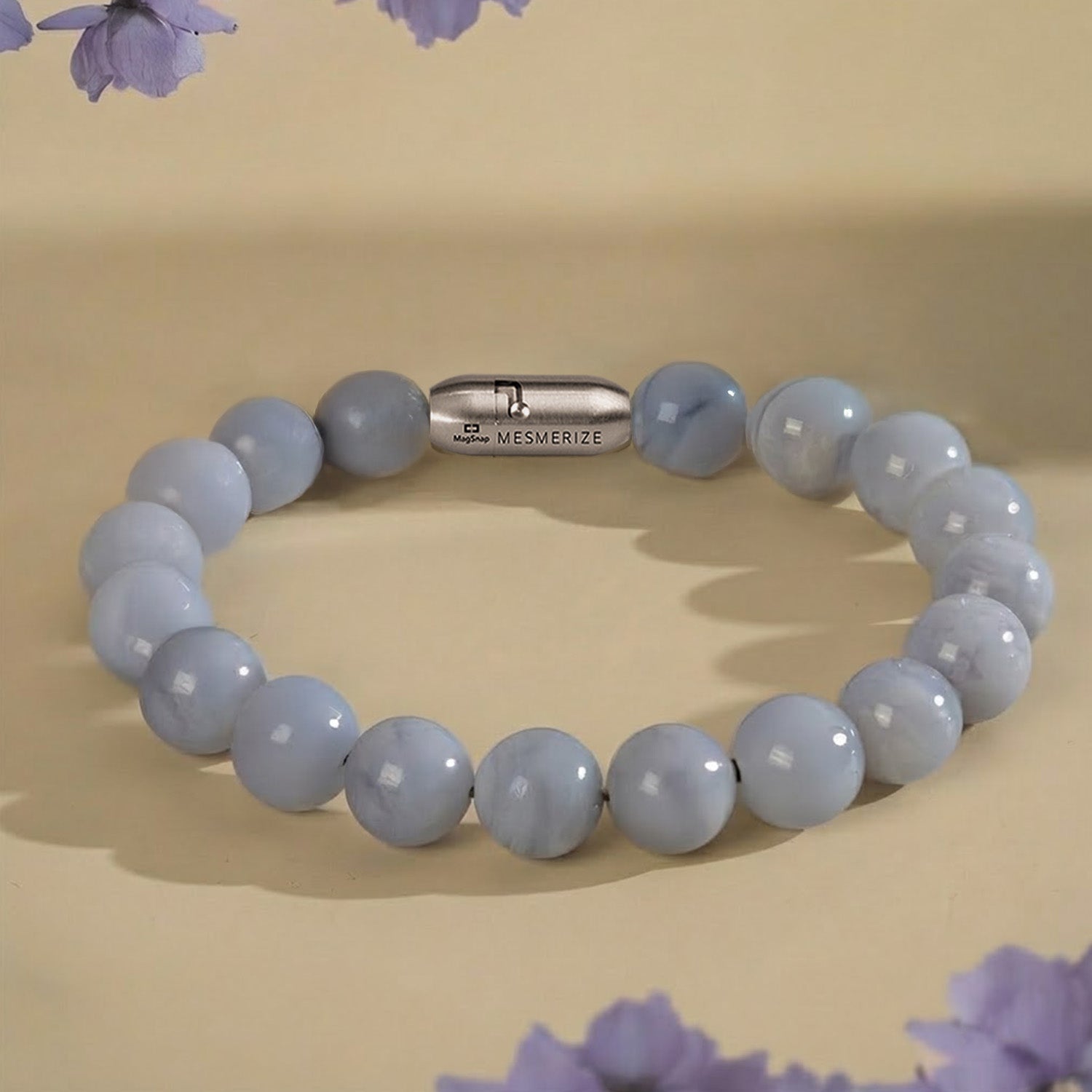 Gental Blue Lace Agate Natural Stone Bracelet With MagSnap2