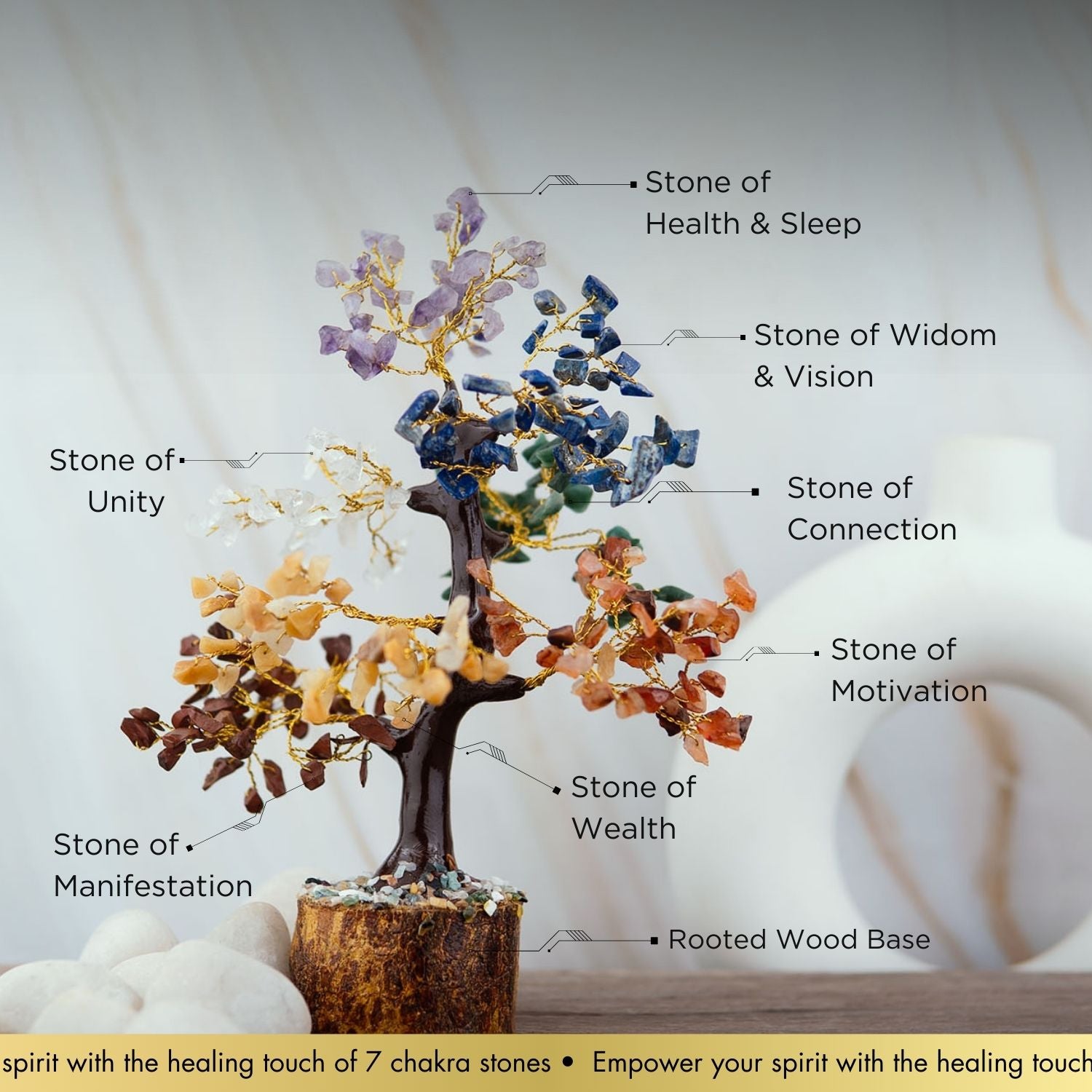 Natural Stone Tree 7 Chakra Natural Stone Tree