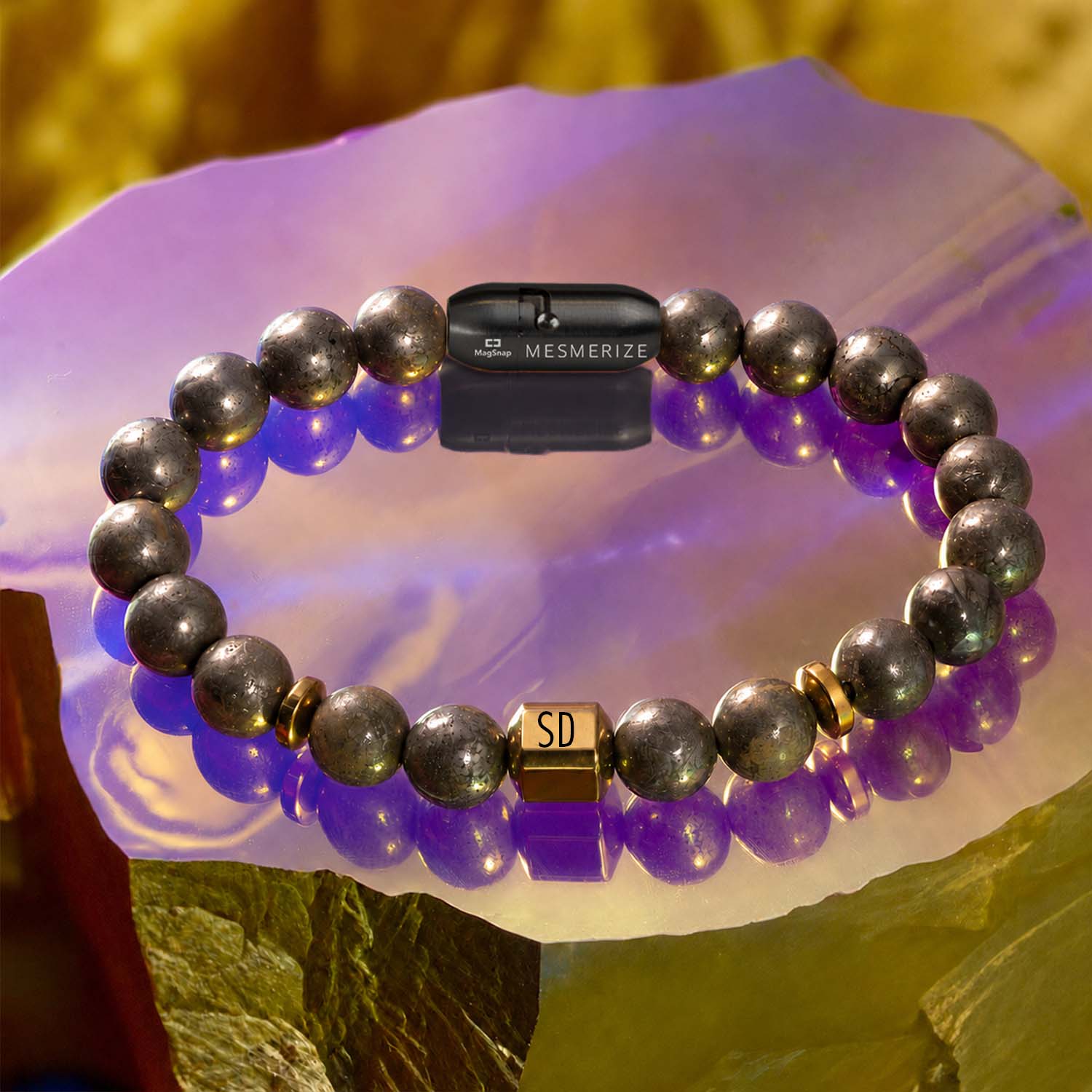 Personalise Money Magnet Pyrite Natural Stone Bracelet