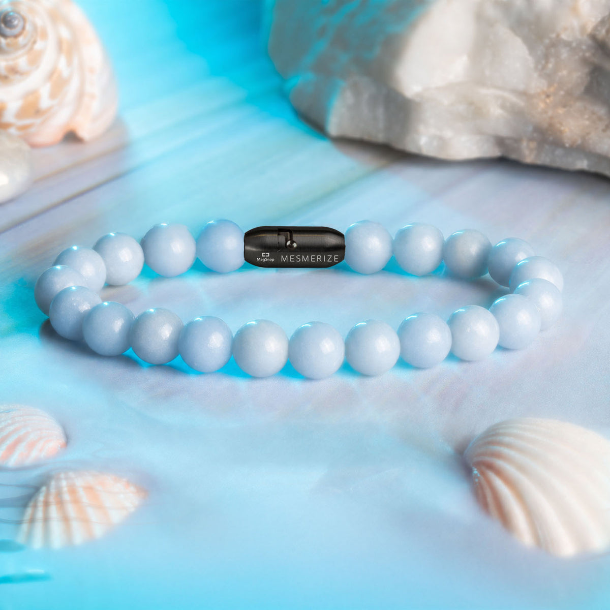 Calming Angelite Natural Stone Bracelet with MagSnap