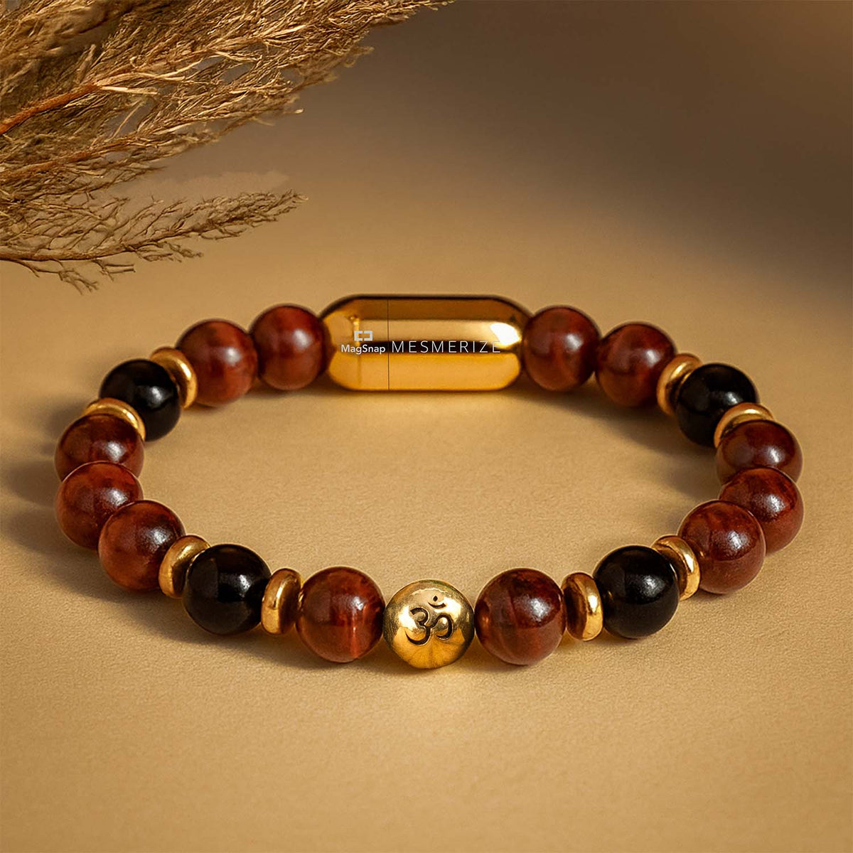 925 Sterling Silver Sacred Om Natural Stone Bracelet with MagSnap 2
