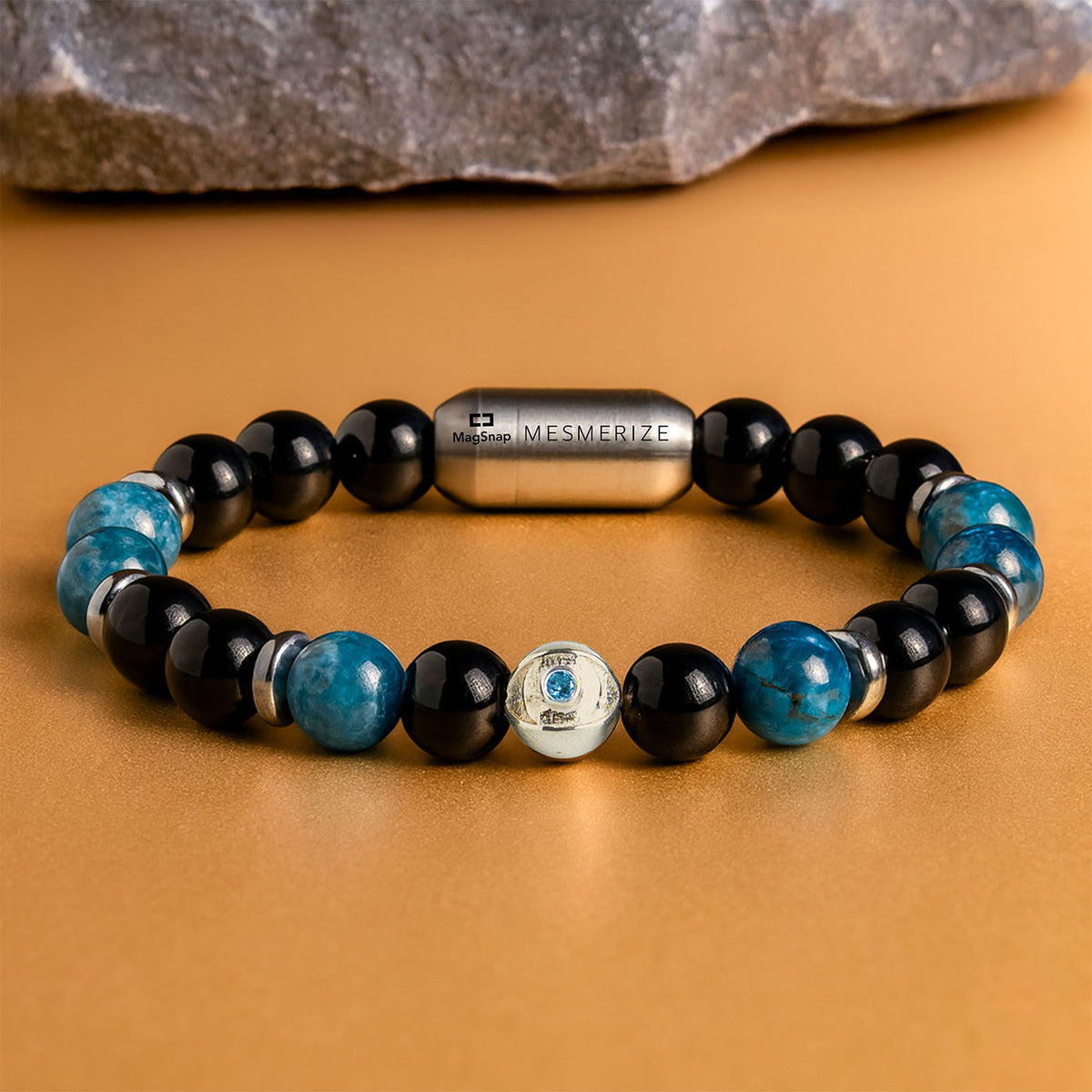 Pure 925 Silver Aegis Evil Eye Natural Stone Bracelet with Magsnap 2