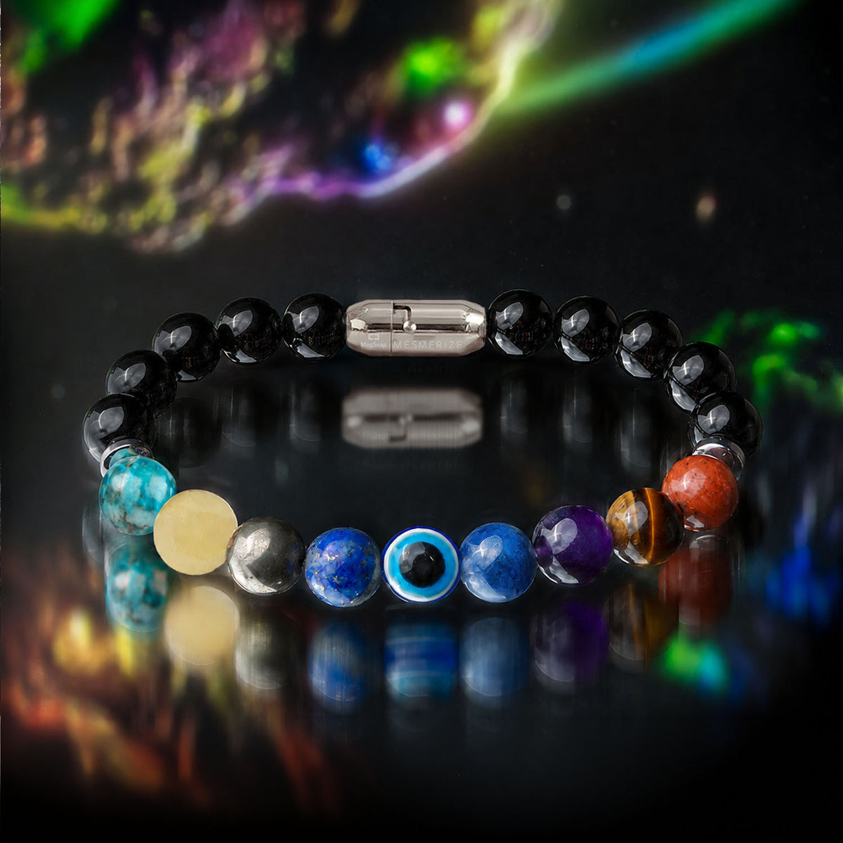 Natural Stone Jewellery Super 9 Chakra Natural Stone Bracelet with Magsnap