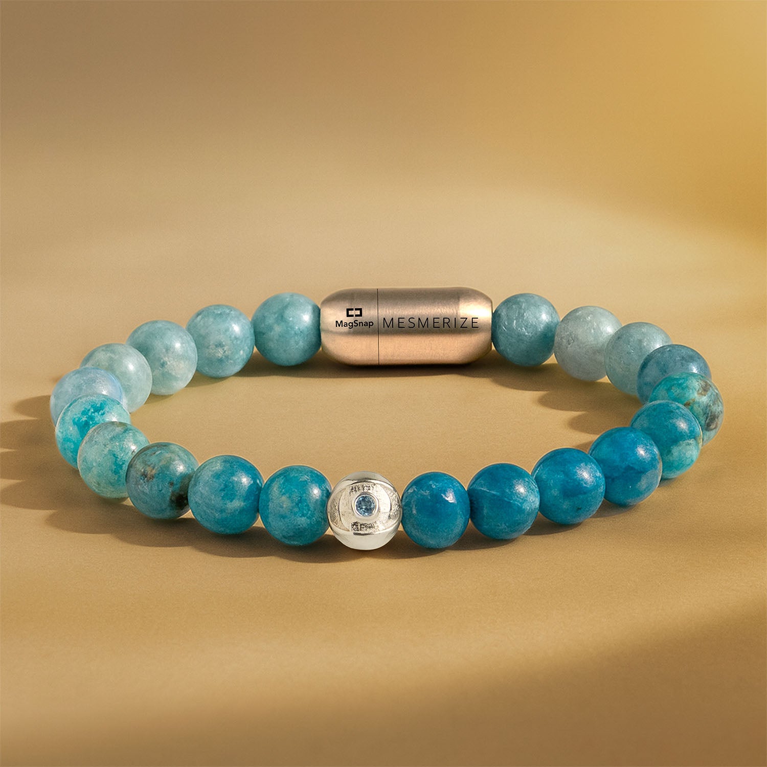 925 Sterling Silver Protective Evil Eye Natural Stone Bracelet with Magsnap2