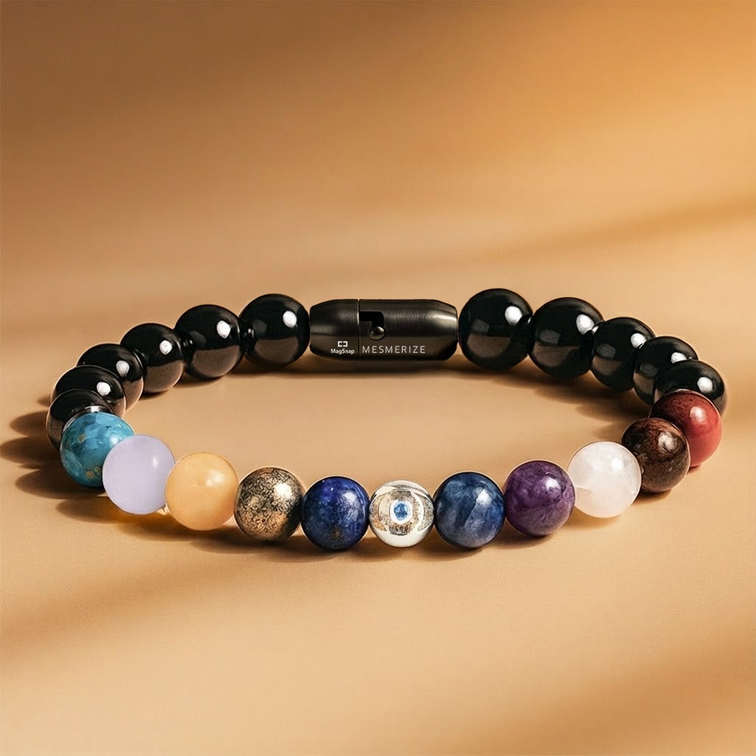 925 Sterling Silver Super 11 Chakra Natural Stone Bracelet With MagSnap2