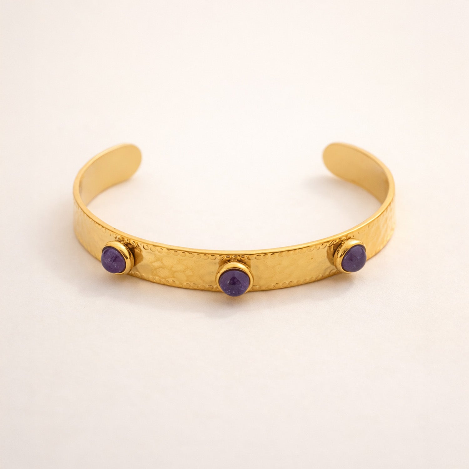 Aira Amethyst Gold Cuff Bracelet