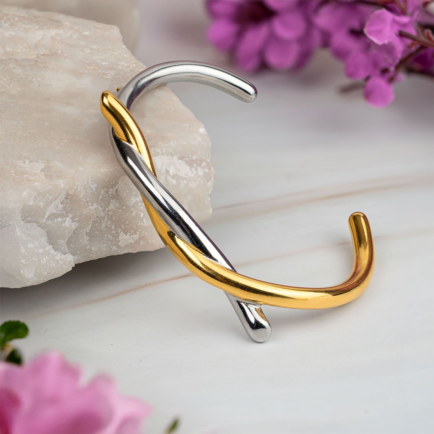 Allure Interlooped Dual-Tone Cuff Bracelet