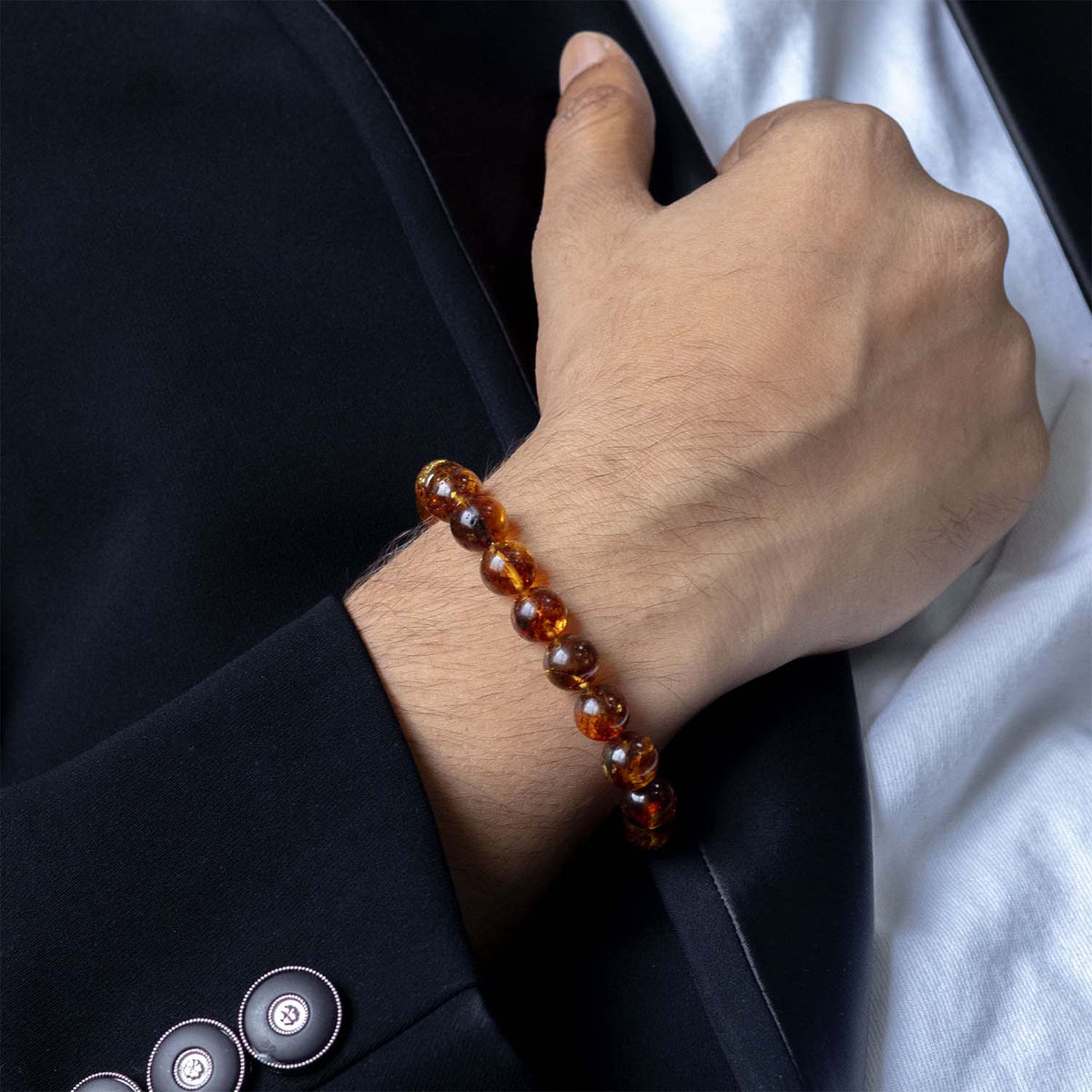 Celestial Warmth Amber Natural Stone Bracelet with Magsnap 2