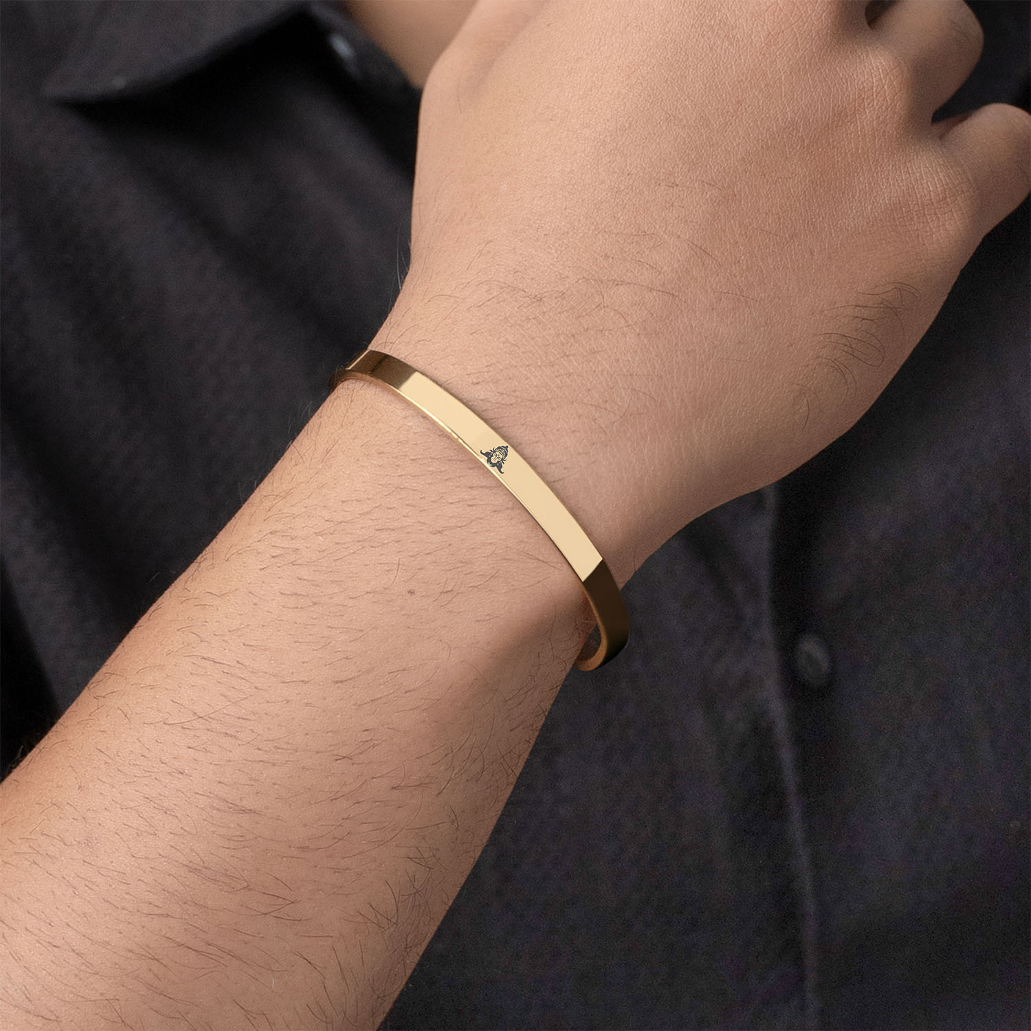 Bajrangbali Gloss Cuff Adjustable Bracelet Gold