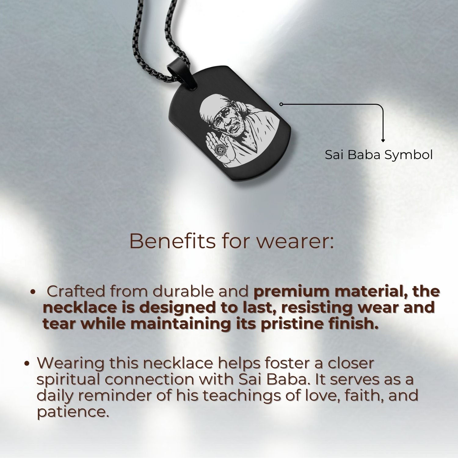 Sai Baba Tag Necklace Silver