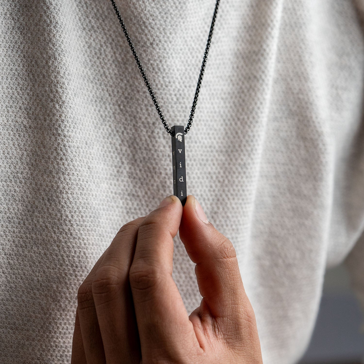 Black Conquer Motivational Bar Necklace