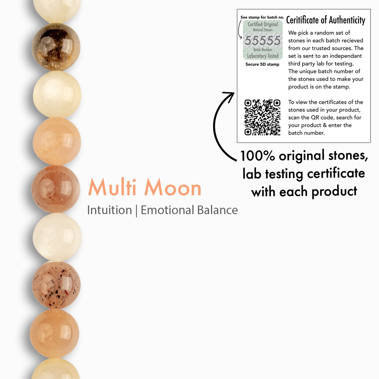 Calming Multi Moon Natural Stone Elastic Bracelet