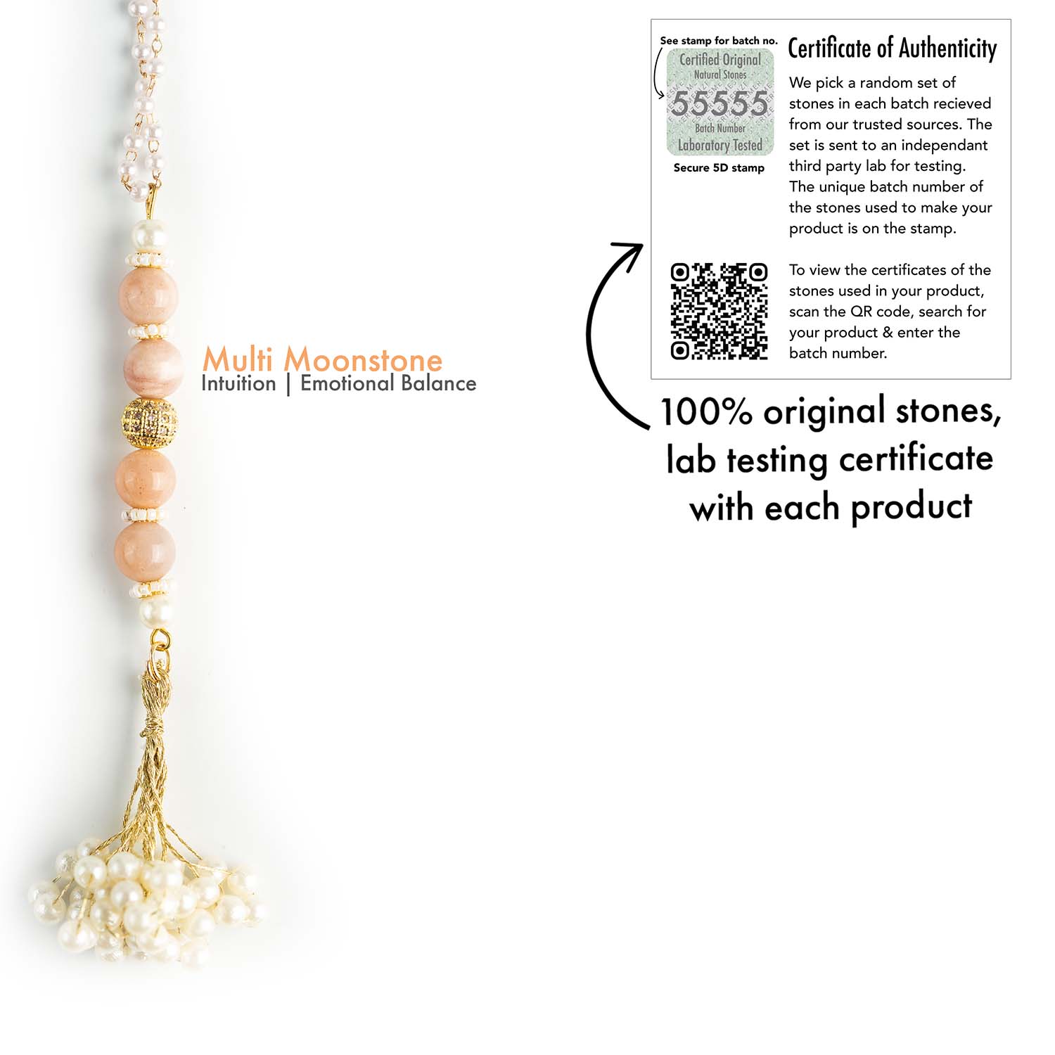 Calming Peach Moon Natural Stone Lumba Rakhi