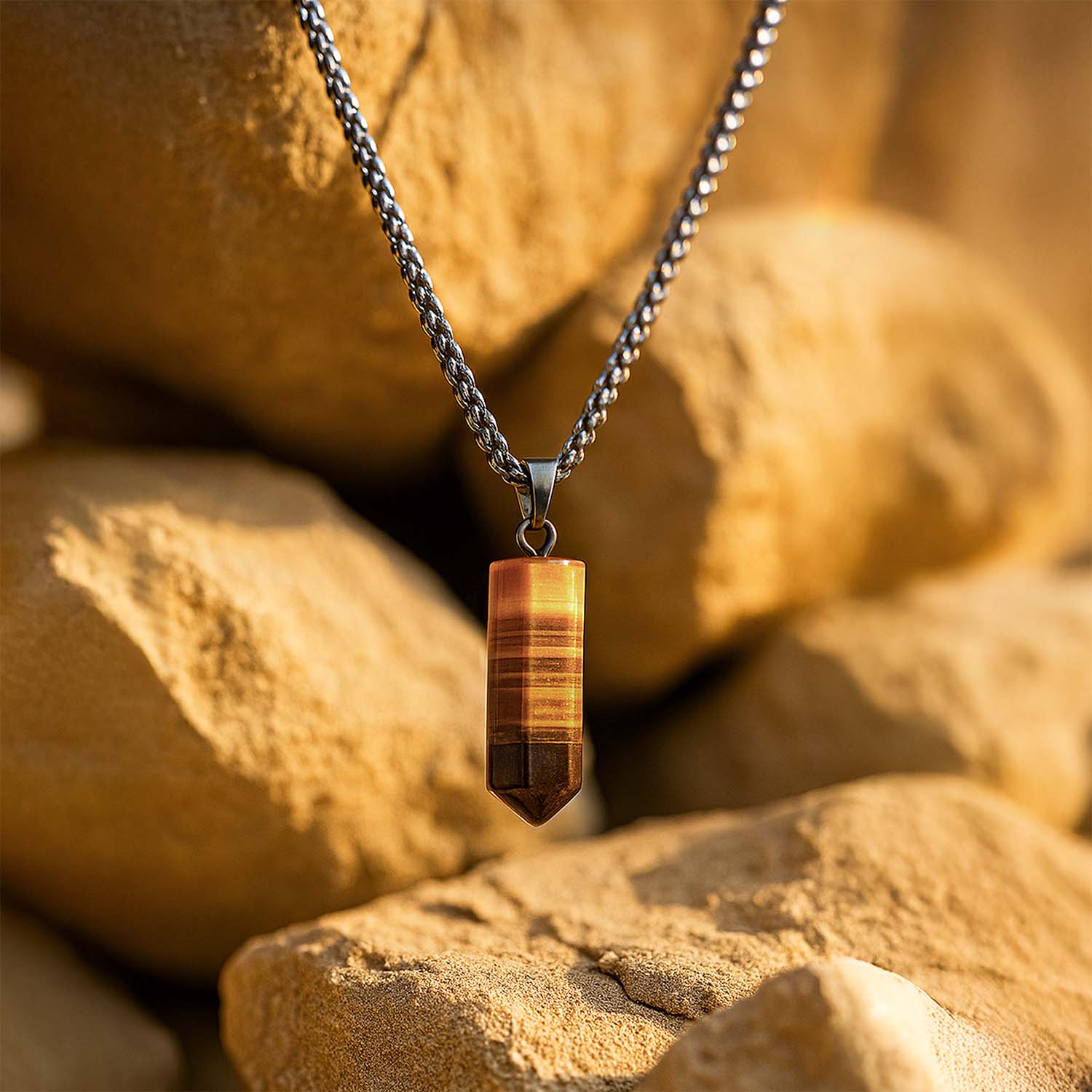 Courageous Tiger Eye Natural Stone Necklace