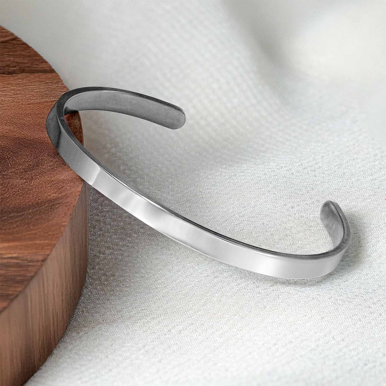 Non Personalised Silver Cuff Kada Bracelet