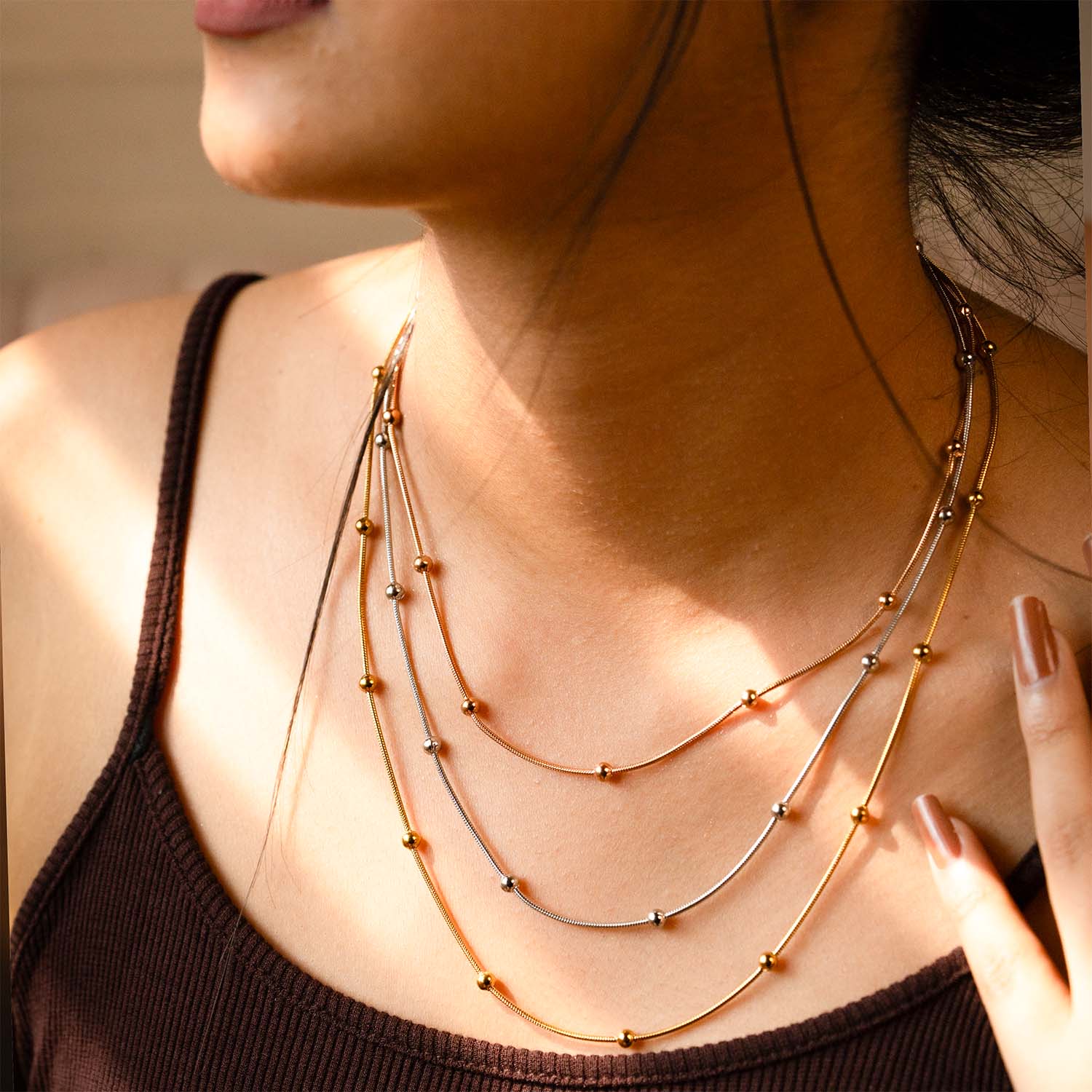 Giselle Tri-Colour Layered Necklace