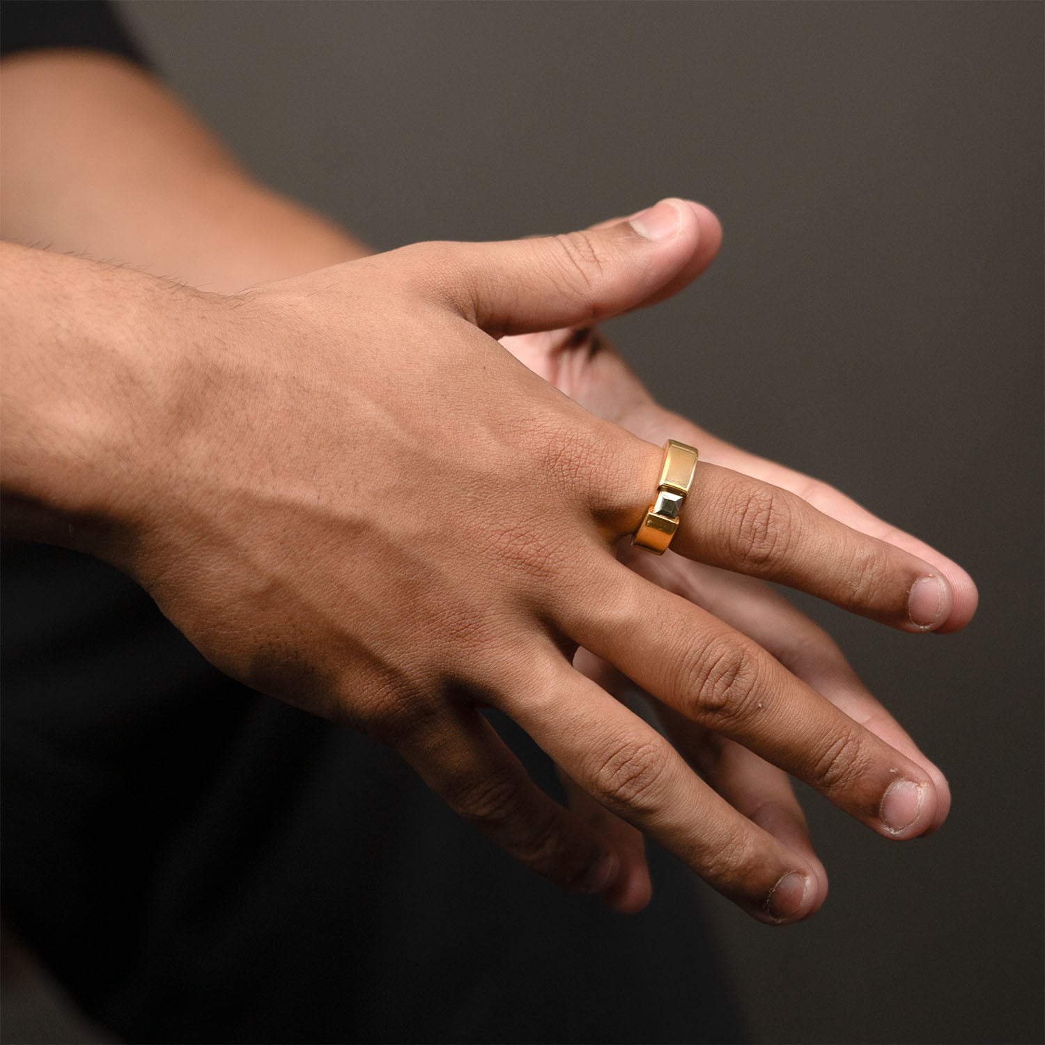 Gold Plated Pure 925 Silver Ring With Natural Pyrite Gem Stone