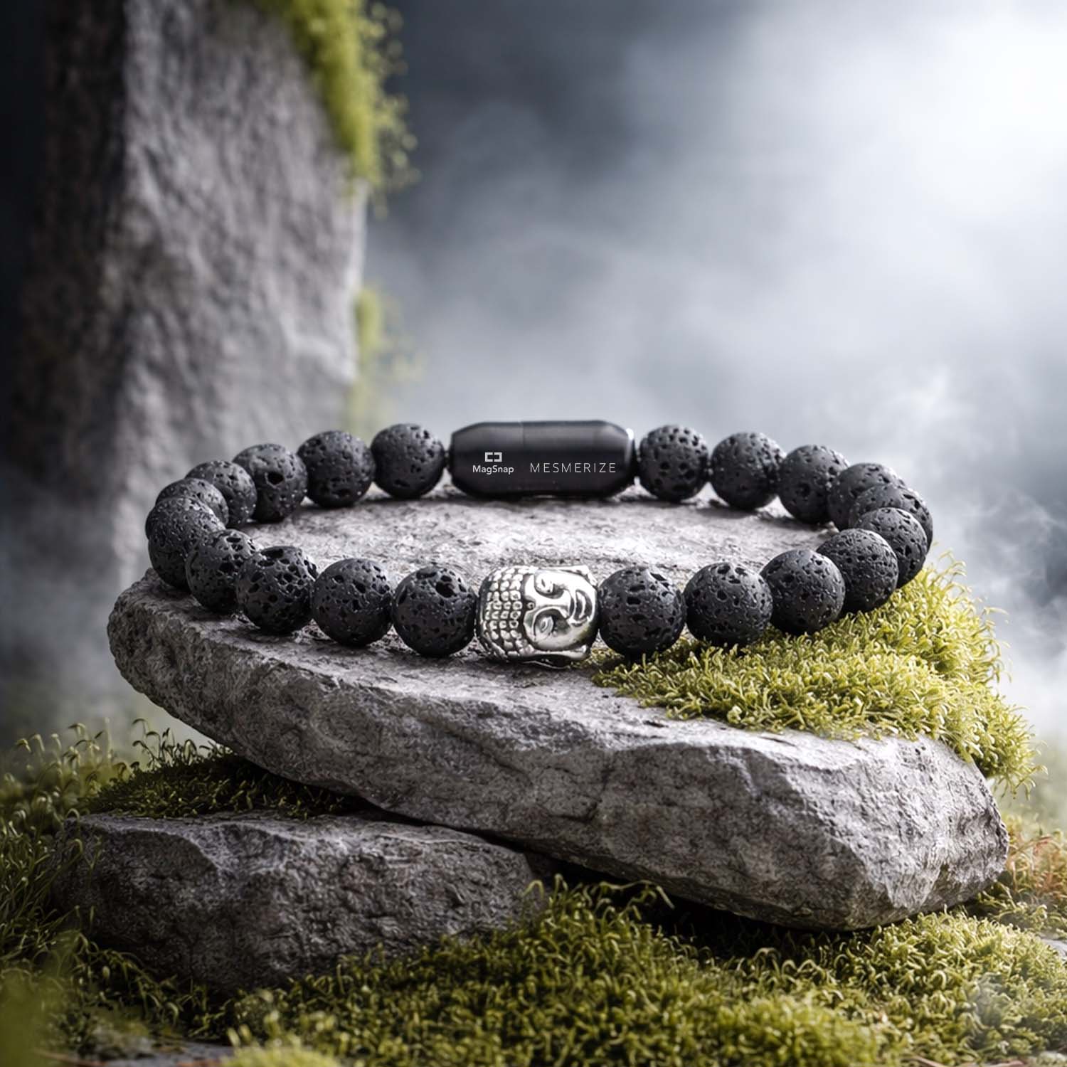 Natural Stone Jewellery Bracelet Lava MagSnap