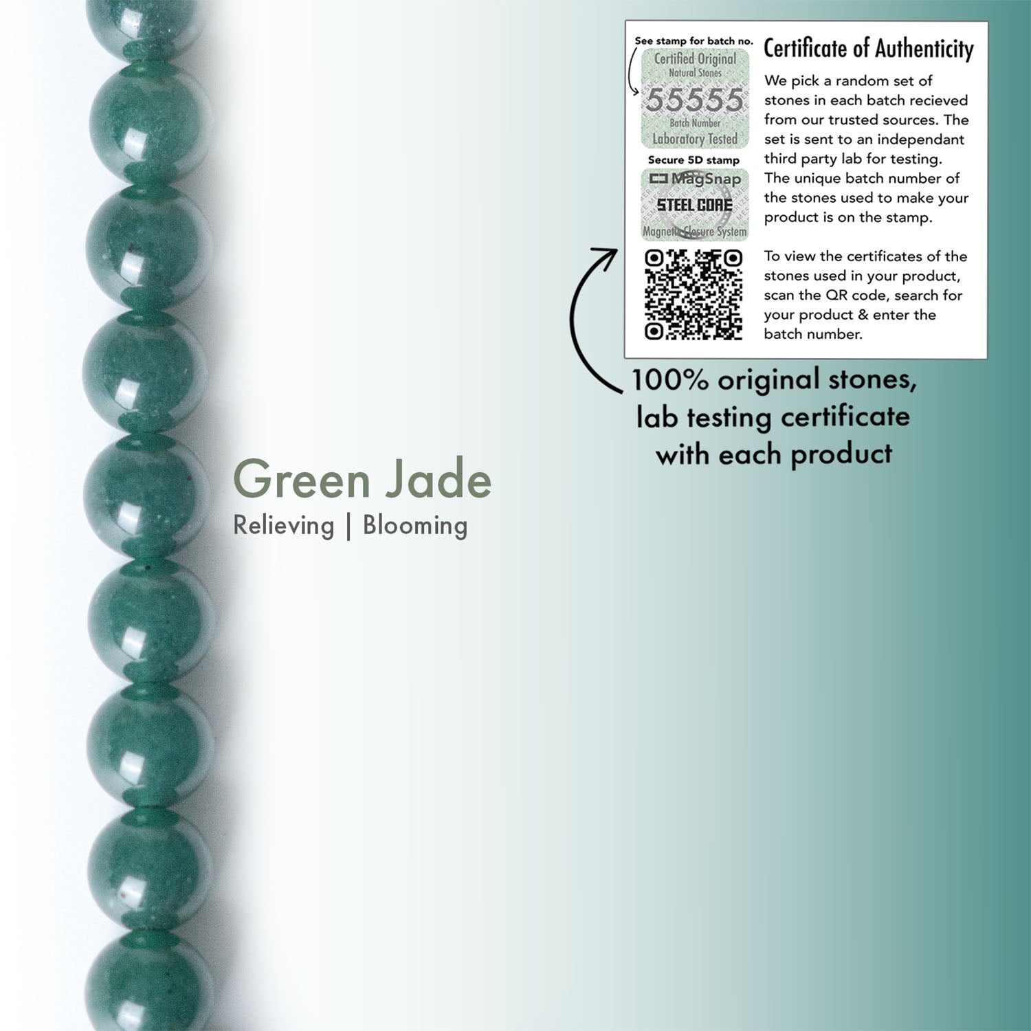 Lush Green Jade Natural Stone Bracelet with MagSnap2