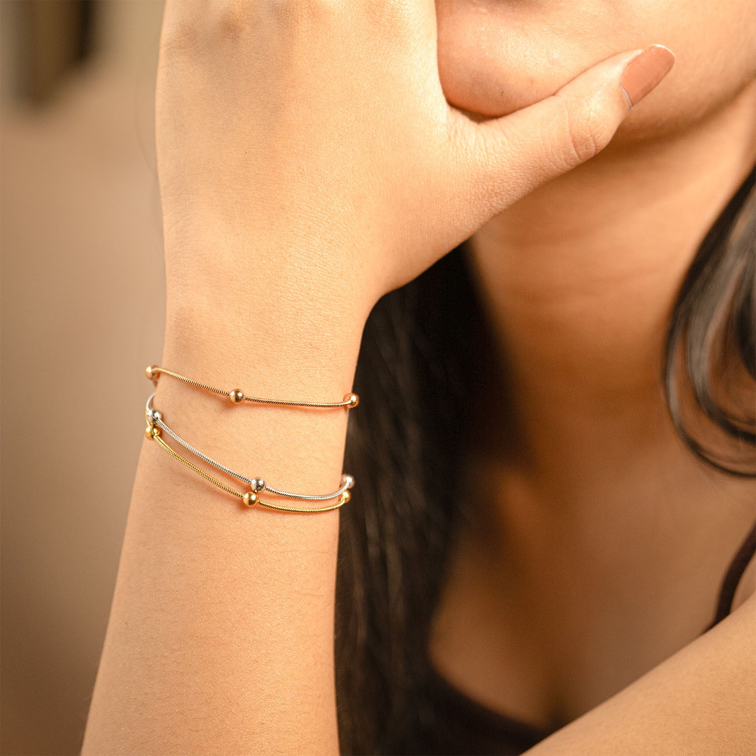 Marina Tri-colour Layered Adjustable Bracelet