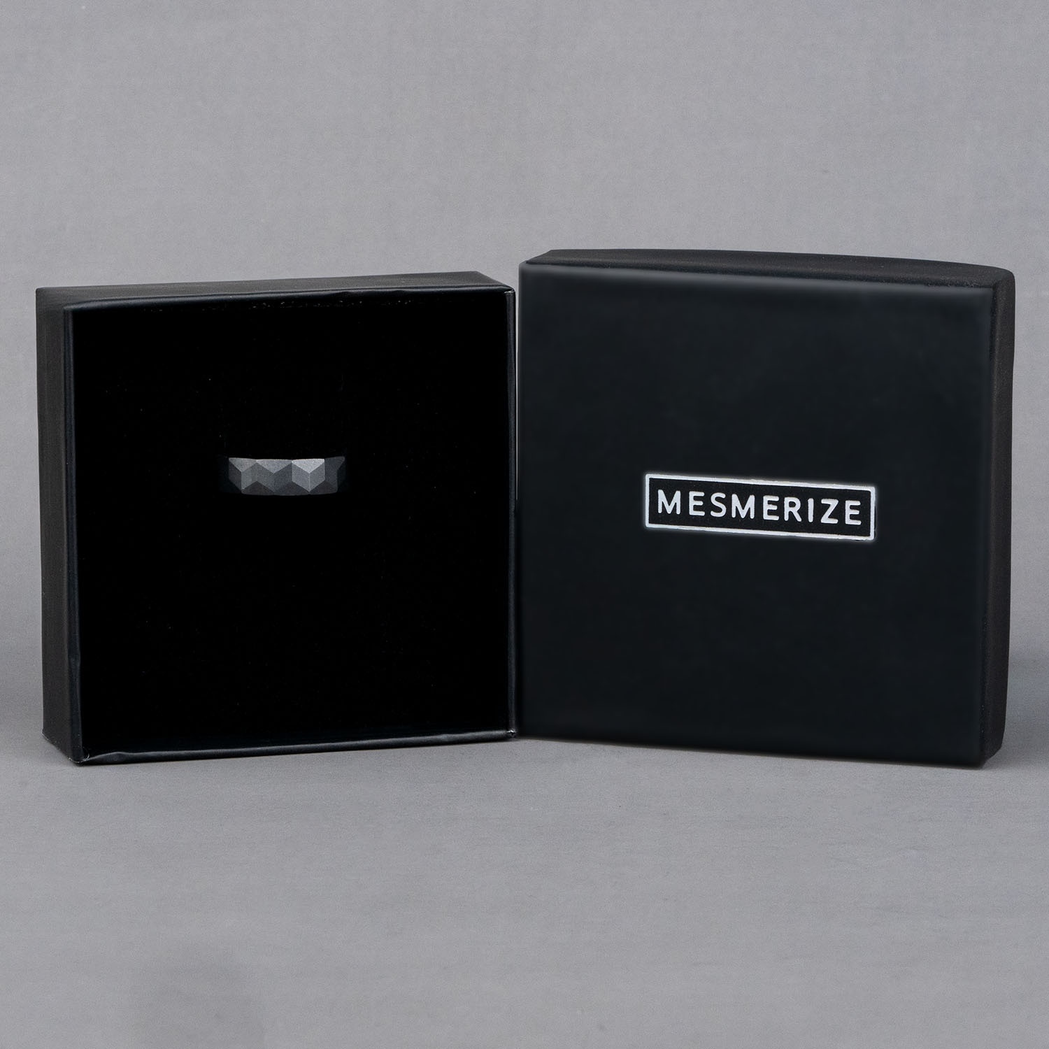 M Premium Jewellery Matte Black Cube Ceramic ring