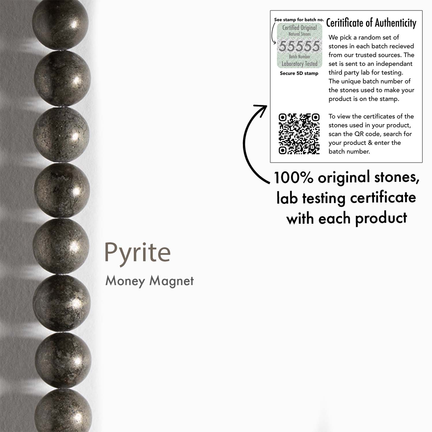 Natural Stone Jewellery Money Magnet Pyrite Natural Stone Elastic Bracelet