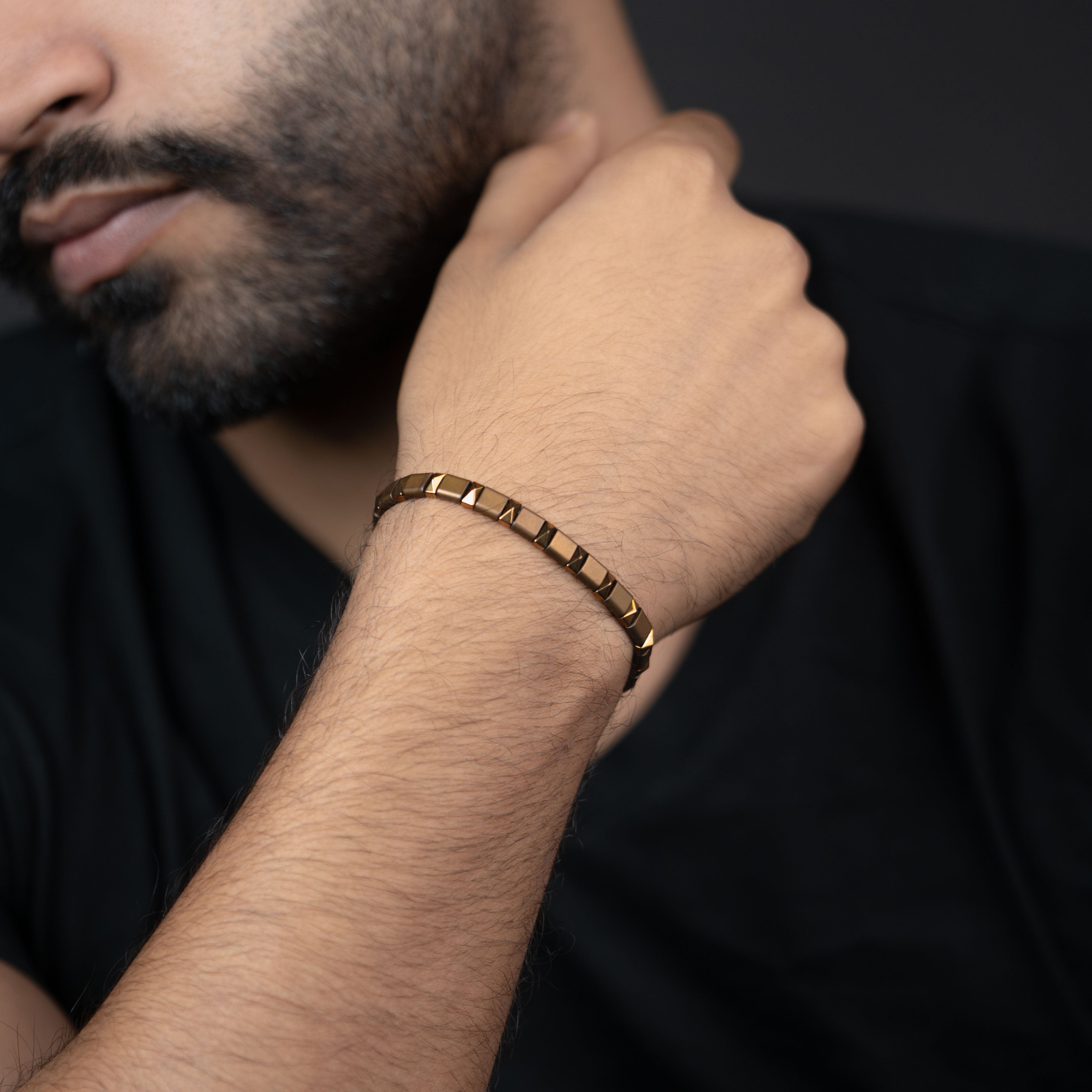 Nutmeg Brown Hematite Stack Natural Stone Bracelet