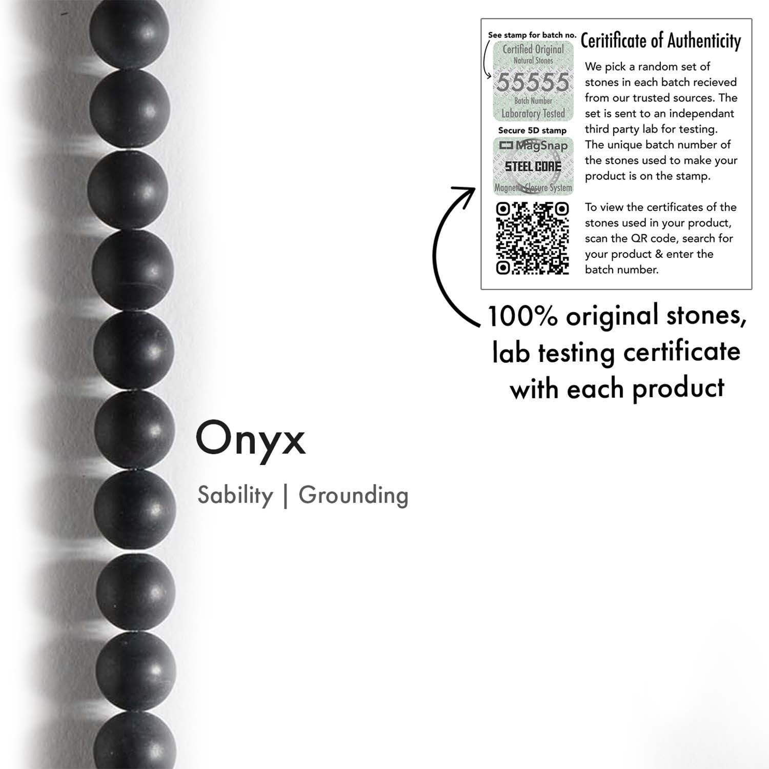 Onyx & Rose Quartz Natural Stone Couple Bracelet with Magsnap 2