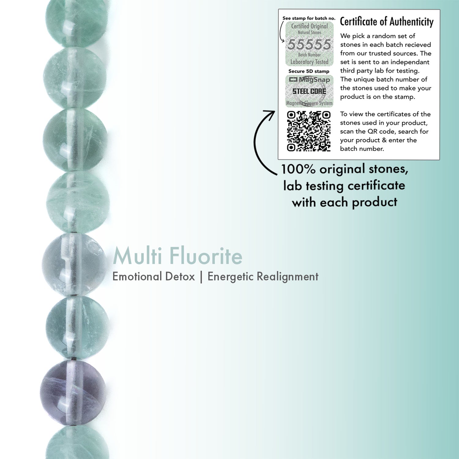 Opulent Multi Fluorite Natural Stone Bracelet with MagSnap2