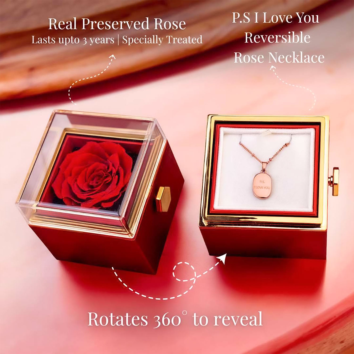 P.S I Love You Reversible Rose Necklace