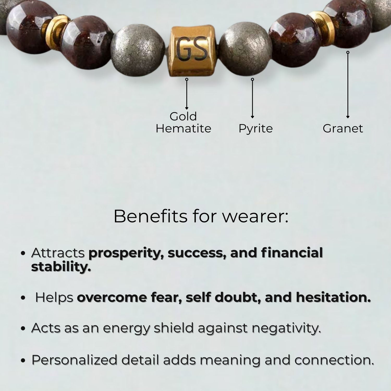 Non-Personalised Abundance Magnet Garnet & Pyrite Natural Stone Bracelet with Magsnap 2