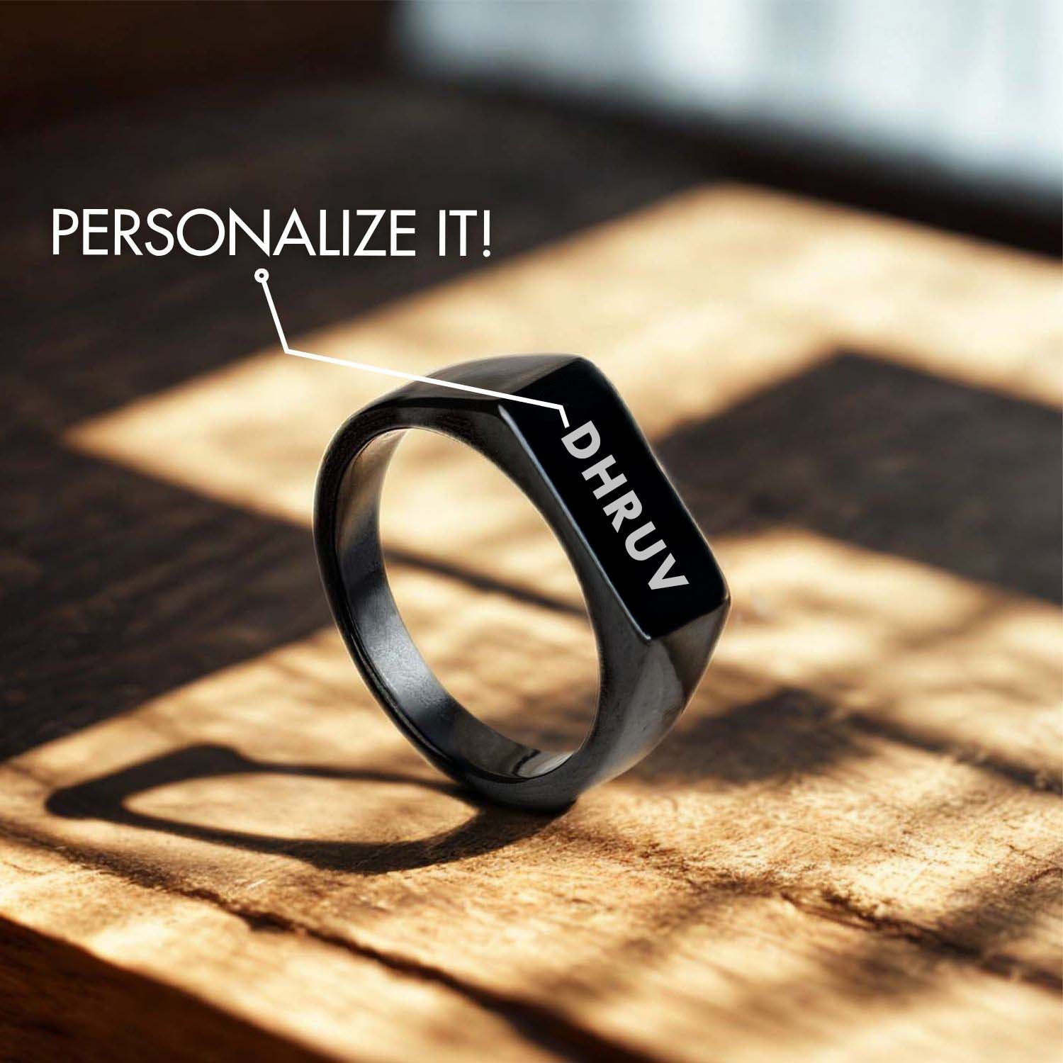 Personalised Black Noir Band Ring