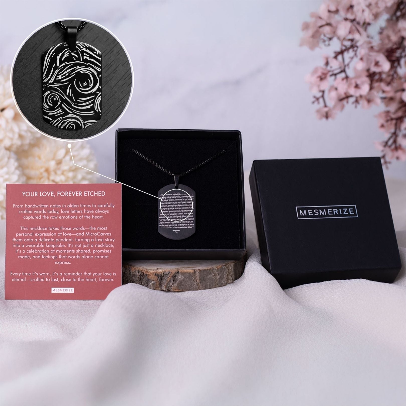 Personalised Love Letter Micocarved Dog Tag Necklace