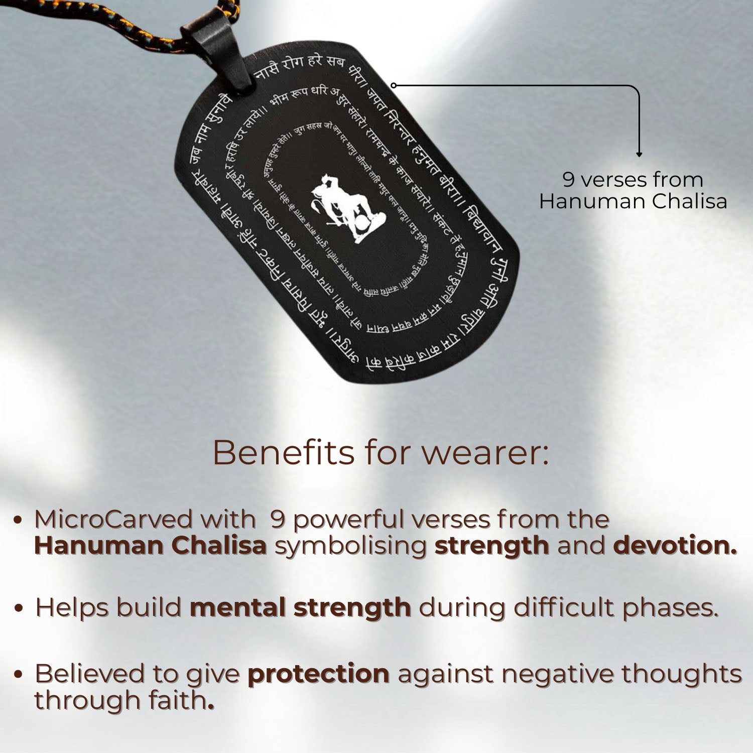 Positivity Hanuman Chalisa 9 Verse Gold Tag Necklace