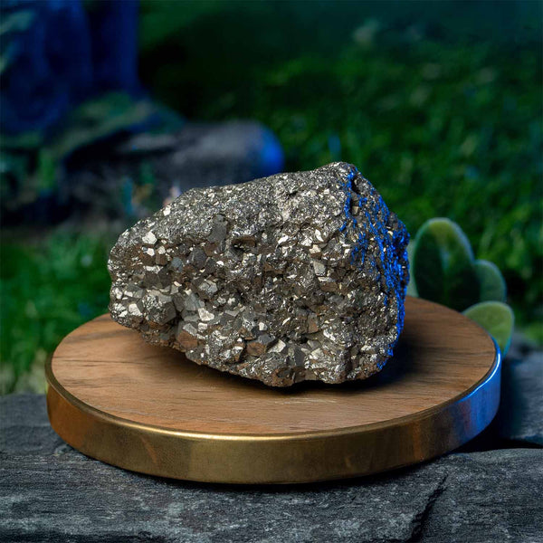 Money Magnet Pyrite Raw Stone With Mango Wood Coaster