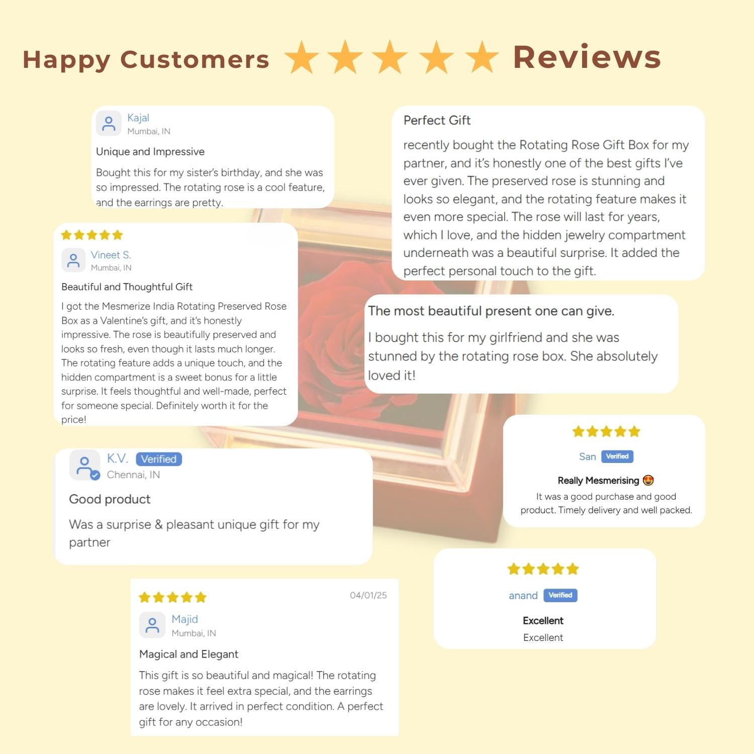 Valentine's Rotating Rose Preserved Rose Jewellery Box With Rings