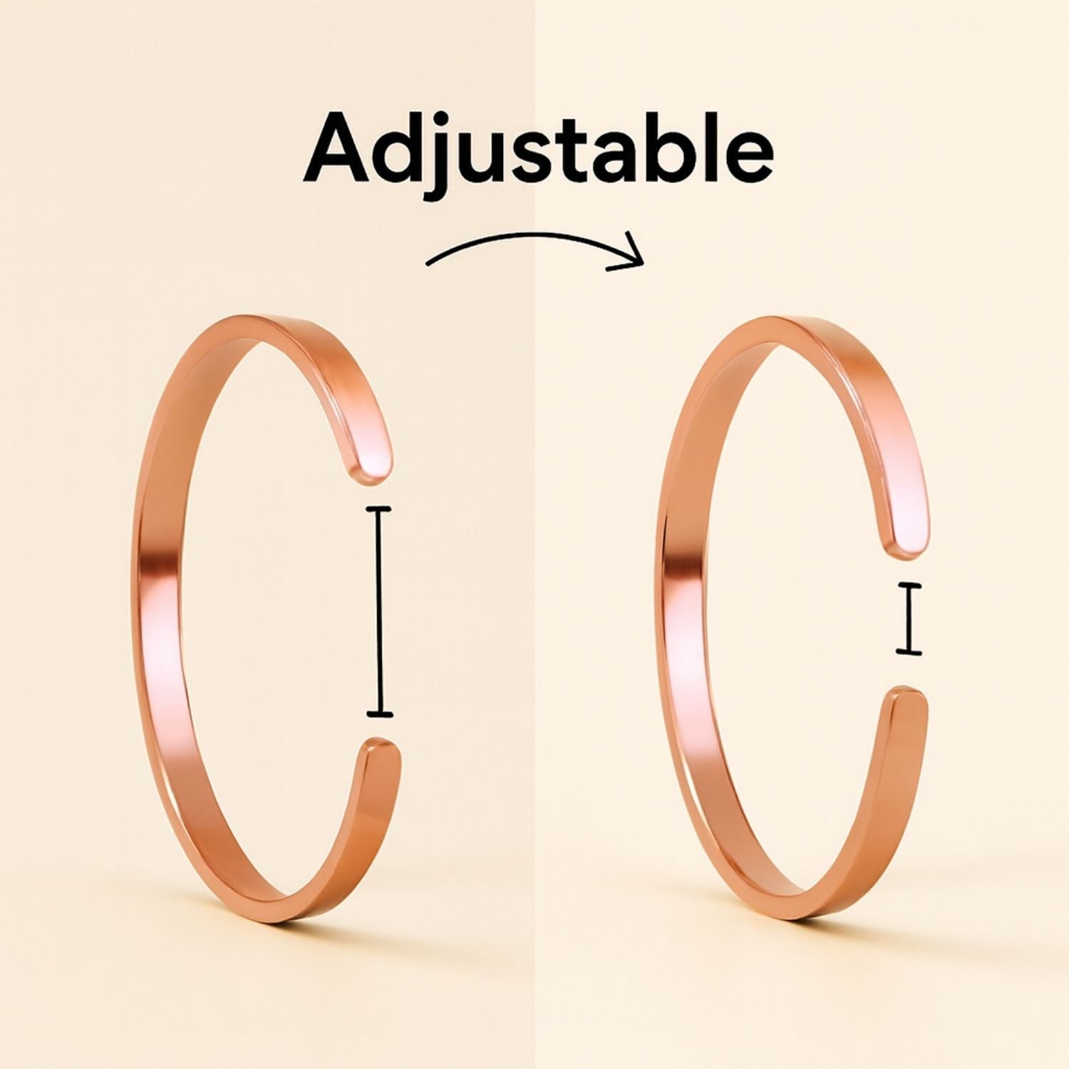 9 Chakra Gloss Cuff Adjustable Bracelet Rose Gold