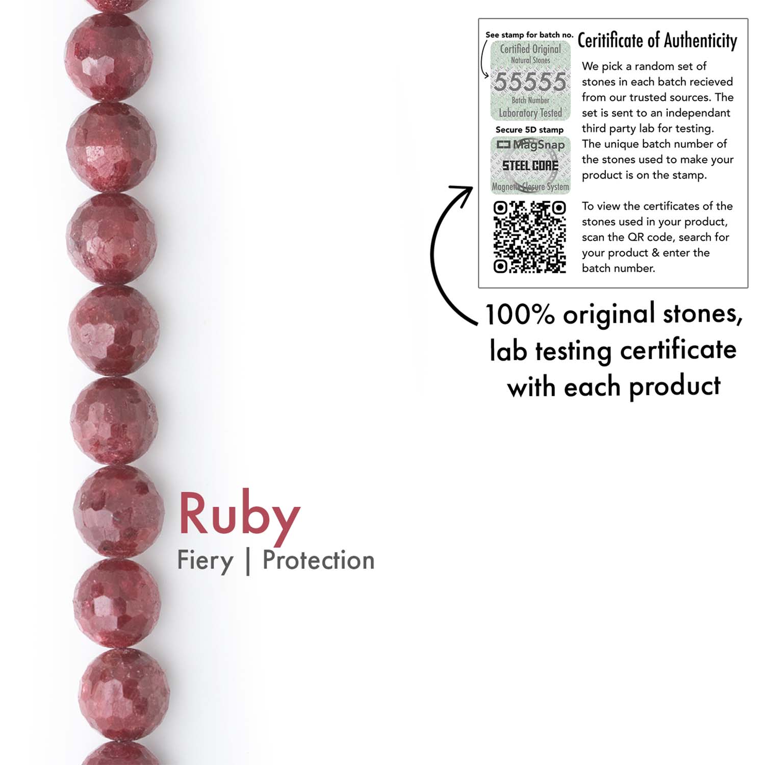 Fiery Essence Ruby(Manik) Natural Stone Bracelet with Magsnap2