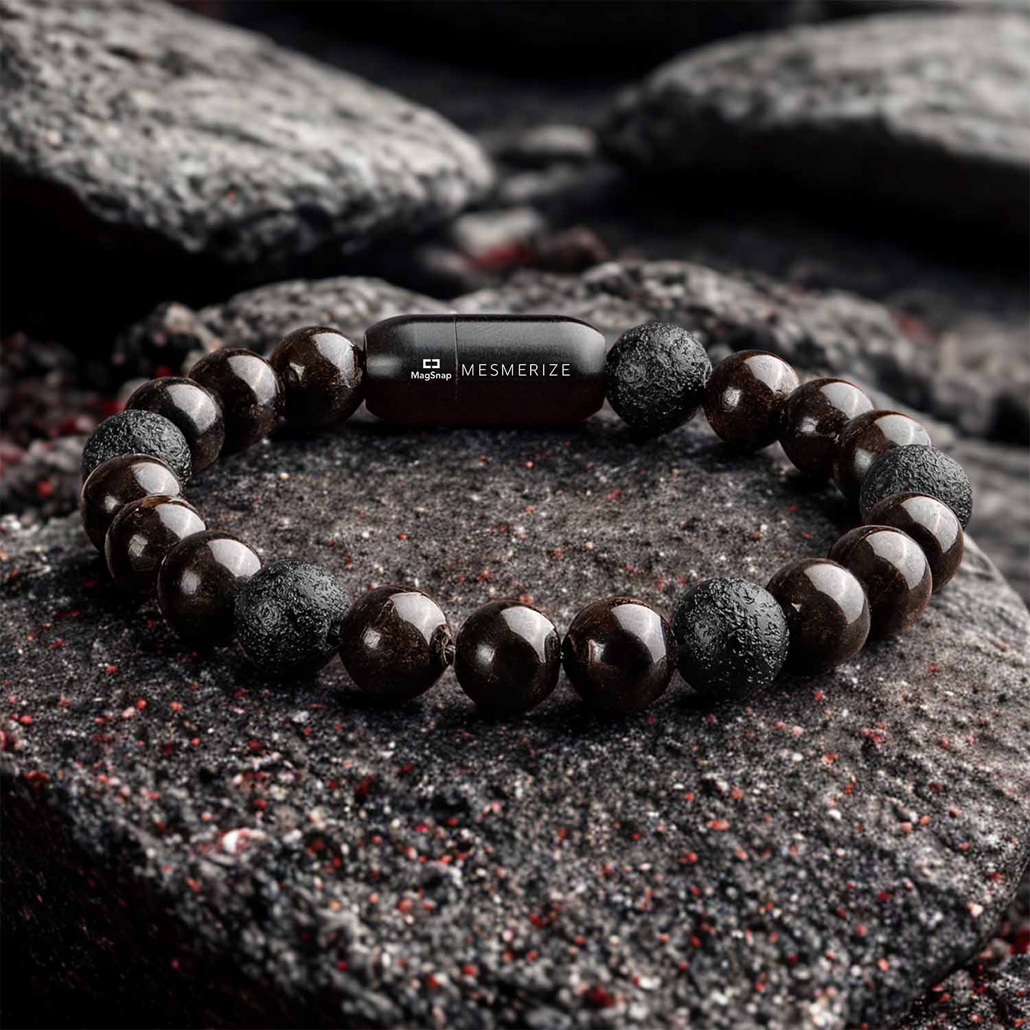 Sacred Saffordite & Garnet Natural Stone Bracelet With MagSnap2