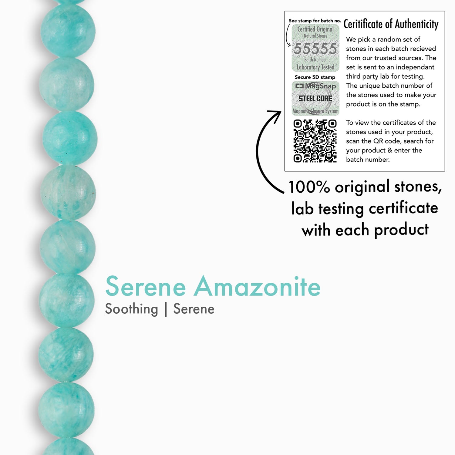 Serene Amazonite Natural Stone Bracelet with MagSnap