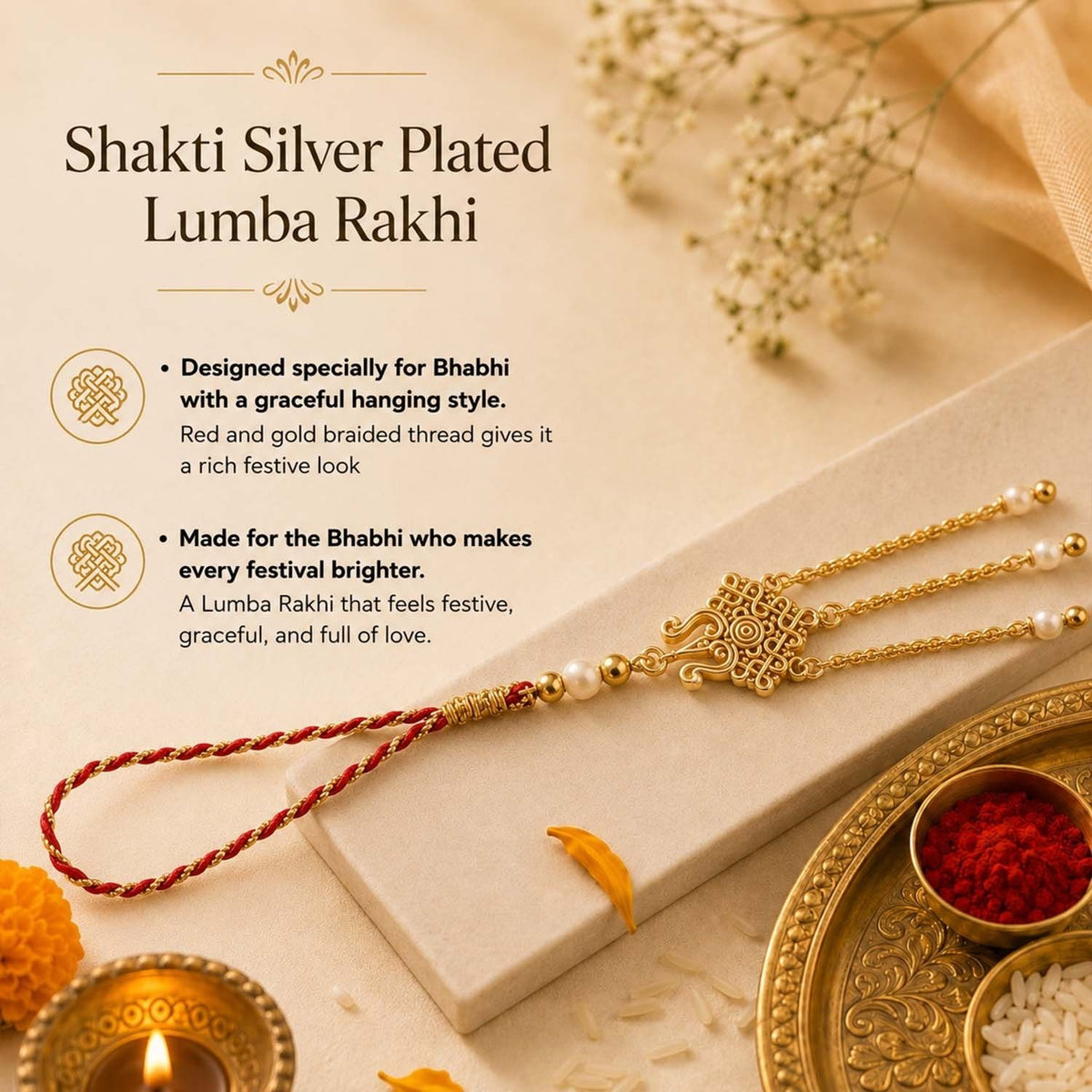 Shakti Silver Plated Lumba Rakhi