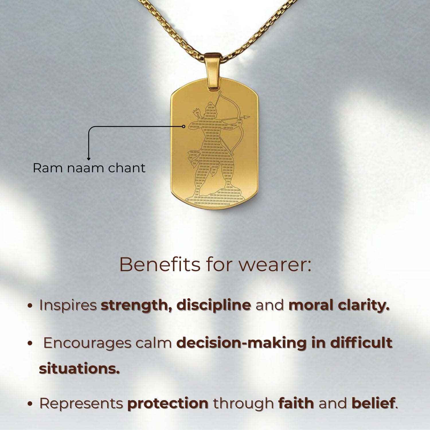 Ram MicroCarved Inlay Tag Necklace Black