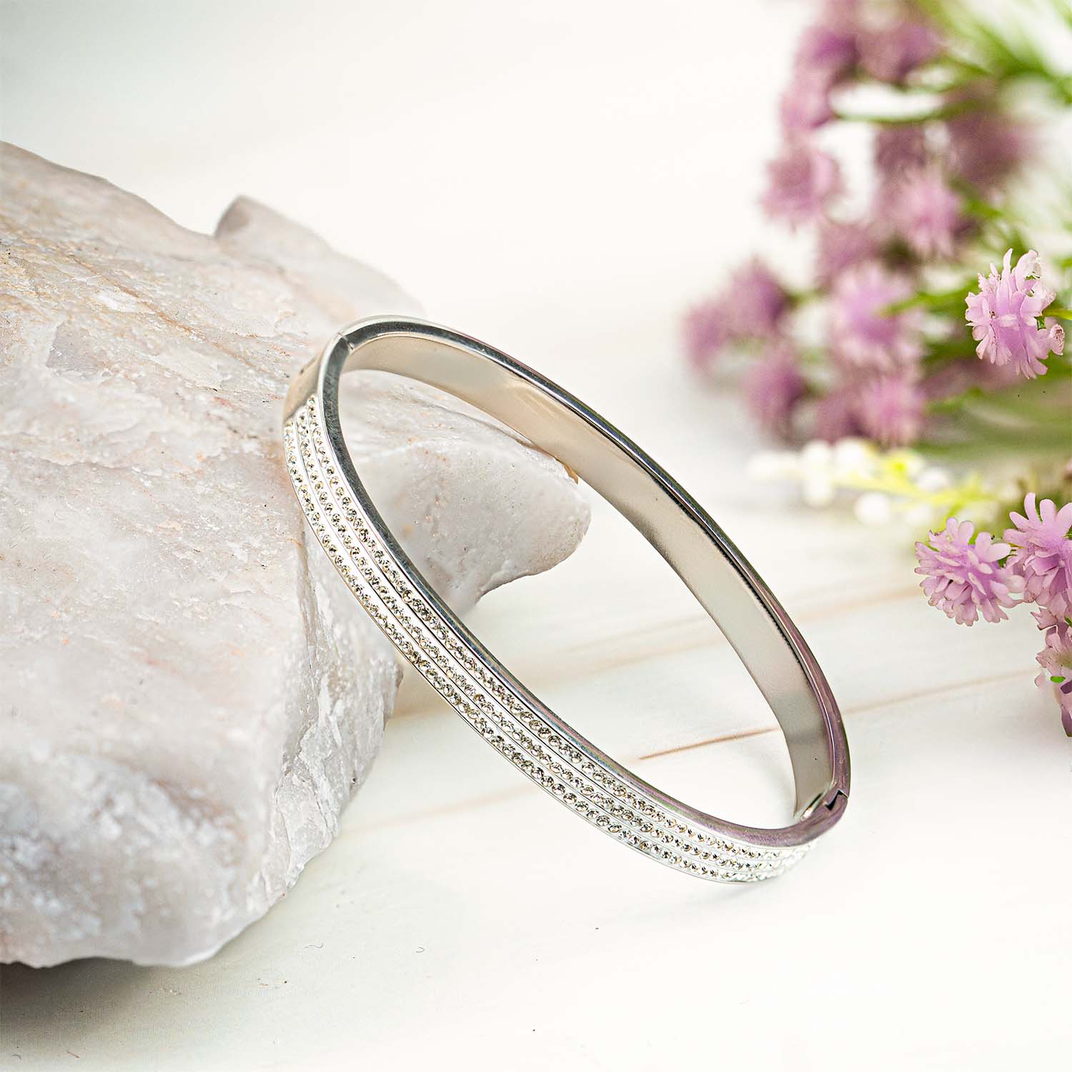 Sienna Diamond Kada Bracelet Silver