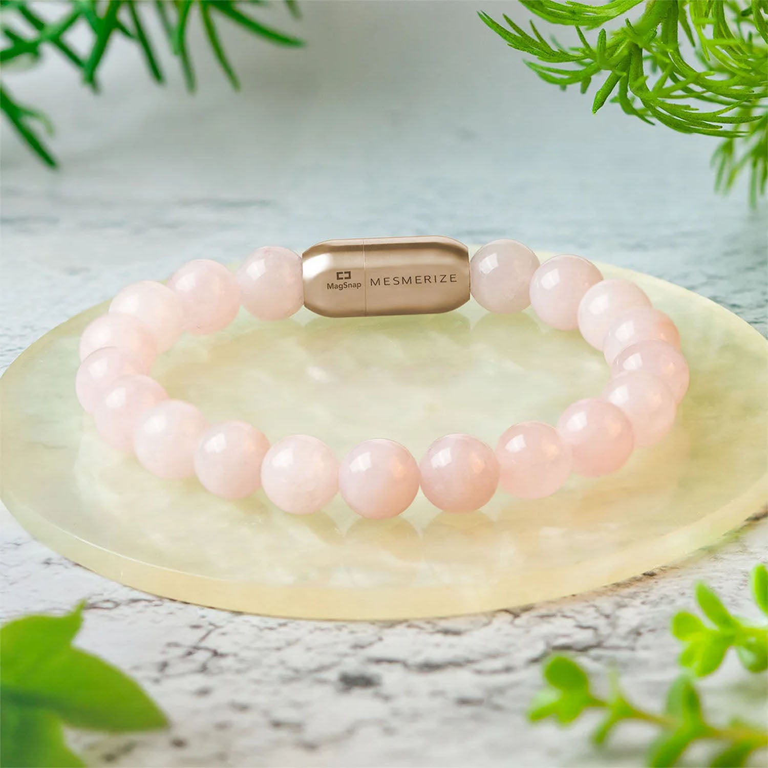 Solace Rose Quartz Natural Stone Bracelet with MagSnap