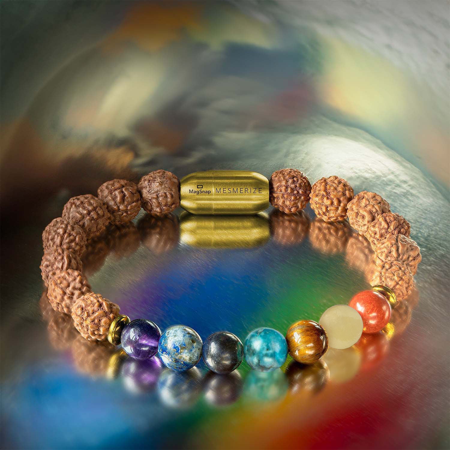 Spiritual Rudraksh 7 Chakra Bracelet With Magnsap