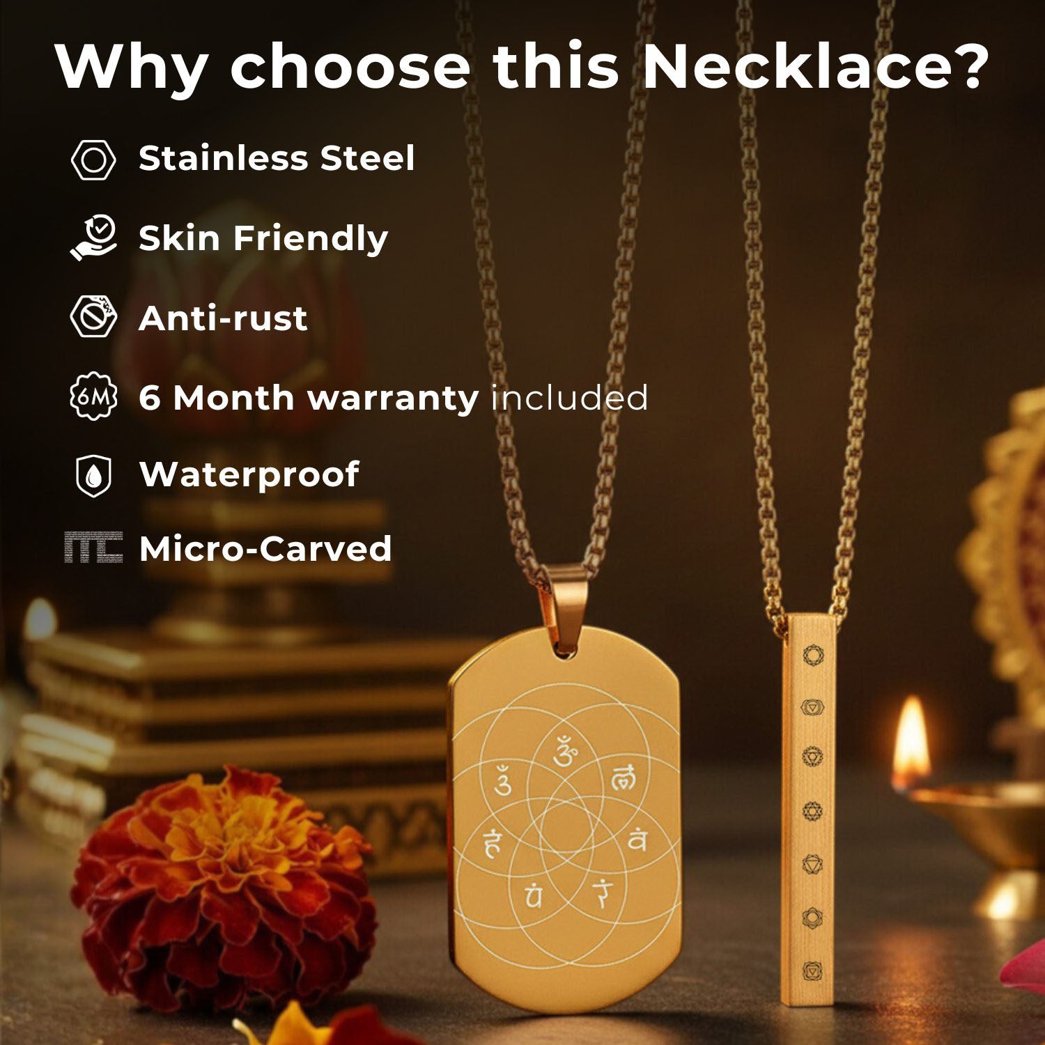 Sacred Hanuman Mini Tag Necklace Gold