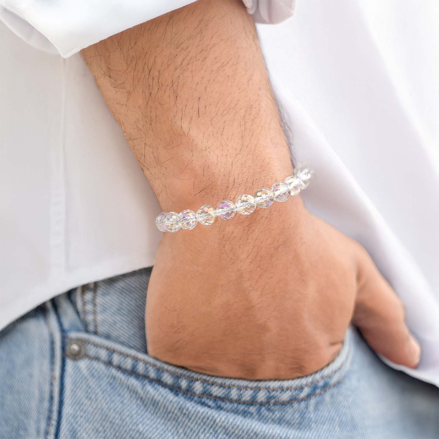 Starlit Aura Quartz Natural Stone Bracelet with MagSnap2