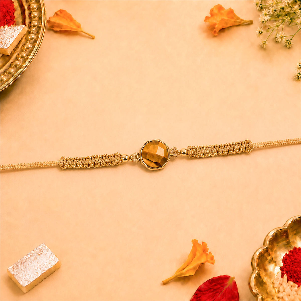 Tiger Eye 11 Carat Stone Rakhi