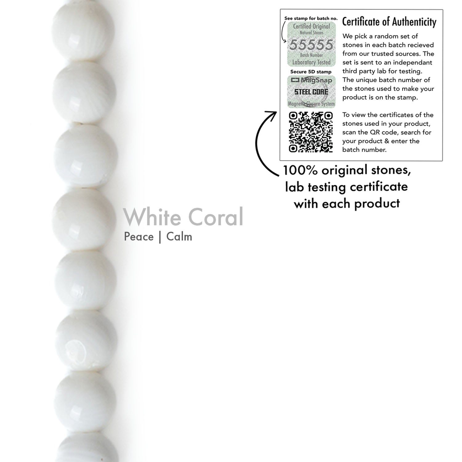 Tranquil White Coral Bracelet Natural Stone Bracelet With MagSnap2